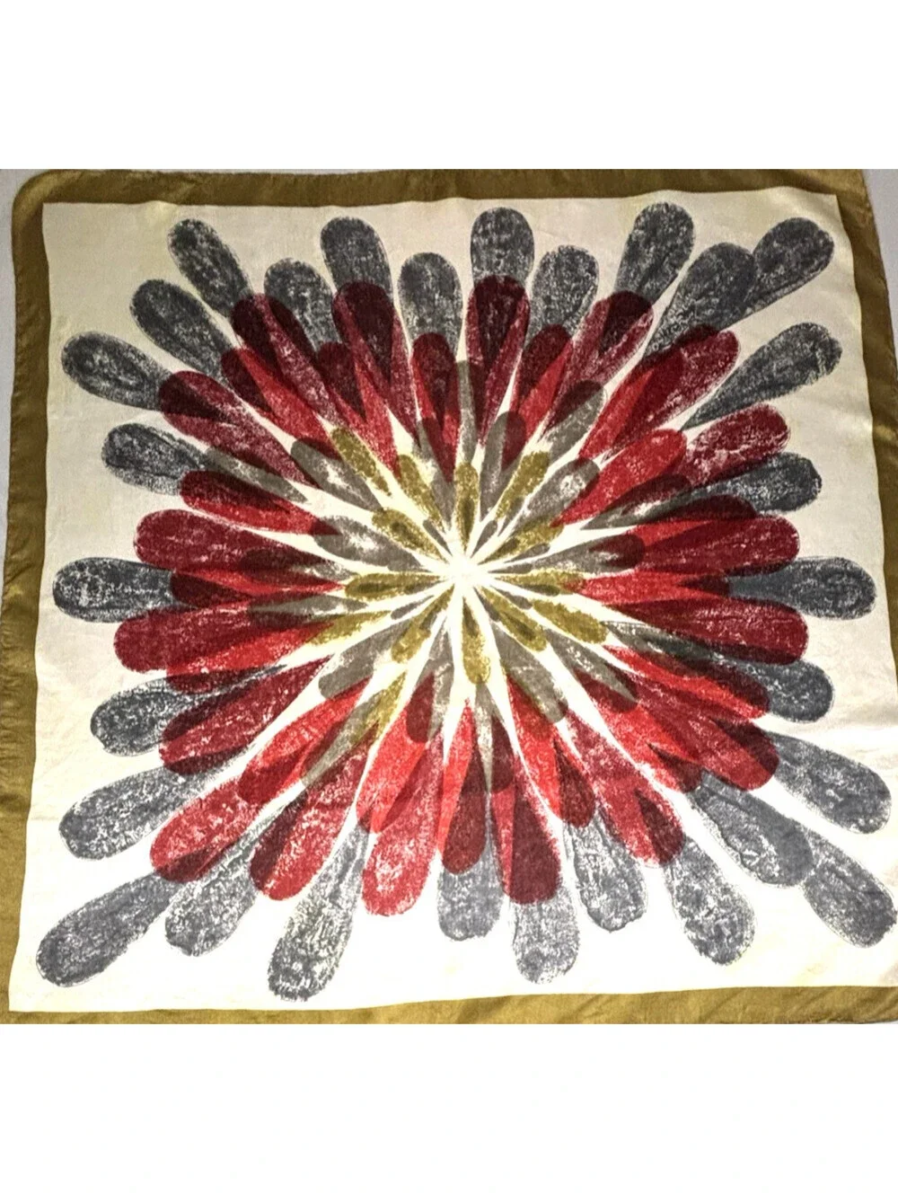 Vintage 1960's Glentex Silk Scarf Hand Rolled Abstract Brushstroke 30